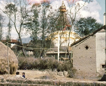 Bodnath : Stupa dans la campagne